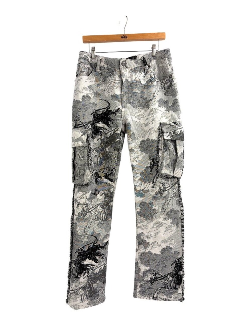 Rebel Vengeance Grim Reaper Skeleton Horse Tapestry Cargo Jacquard Pants Size 32